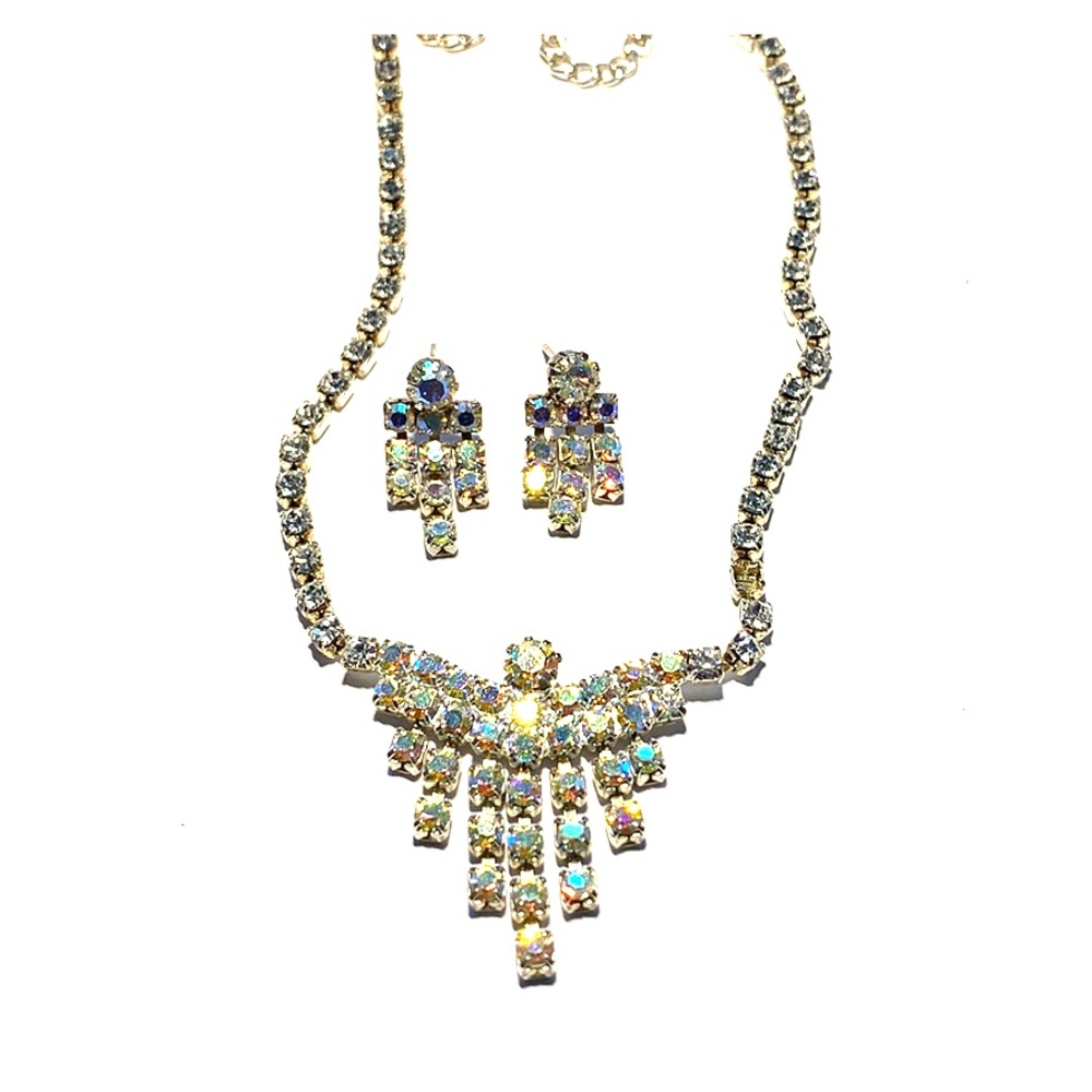 Rhinestone necklace and earrings